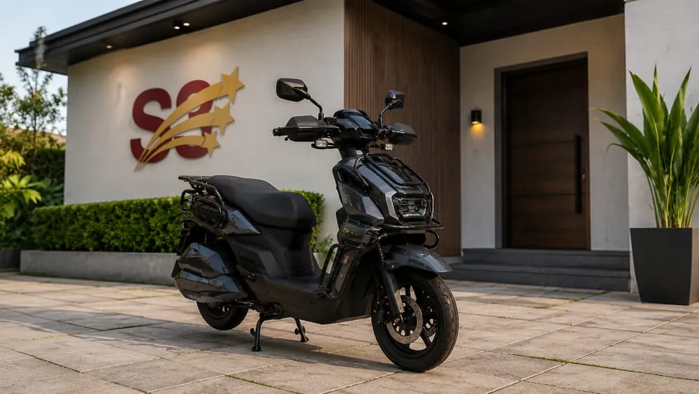 S3 Bikes TANK3 parked outside a house